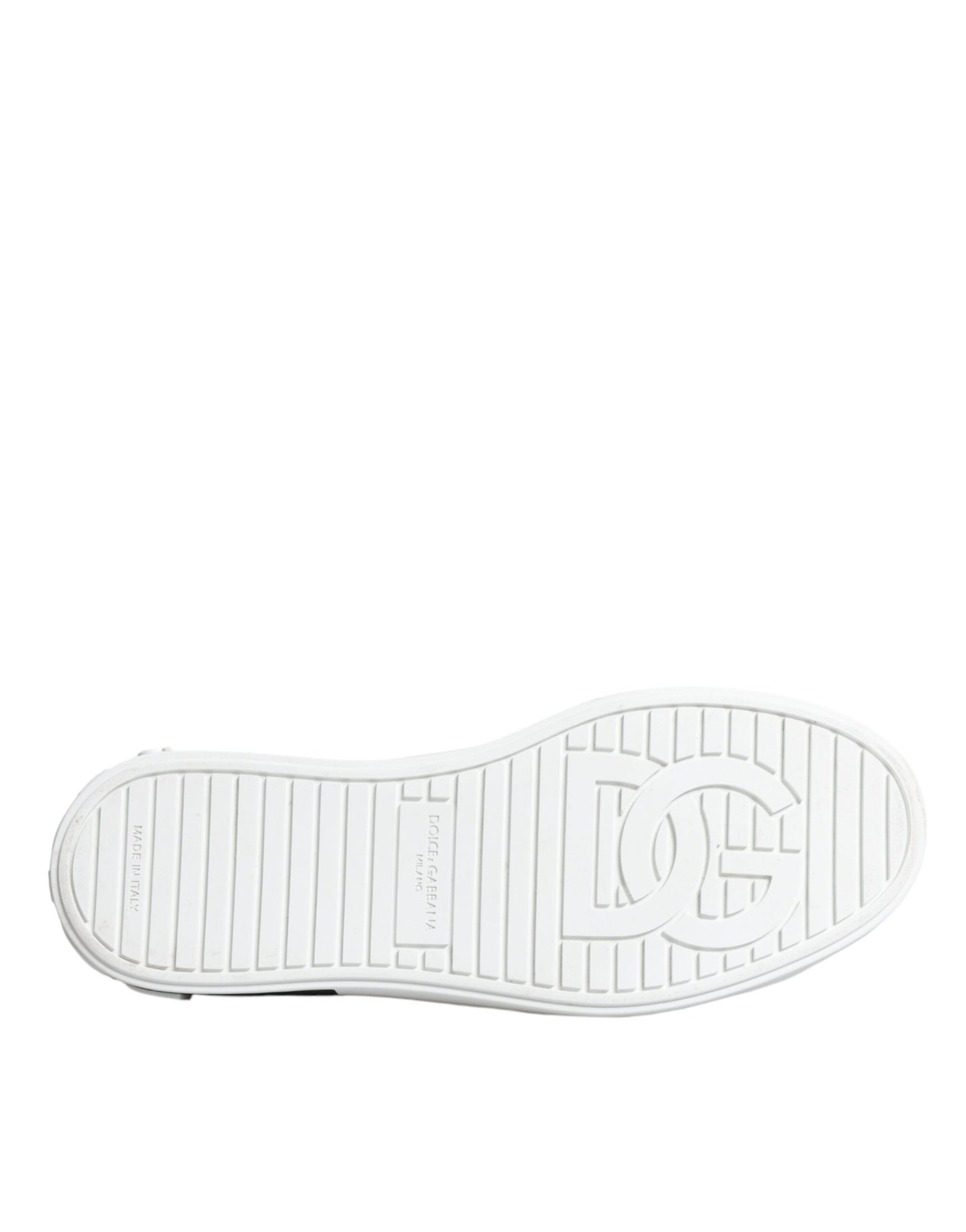 Dolce & Gabbana White Leather Crown Embellished Sneaker Shoes