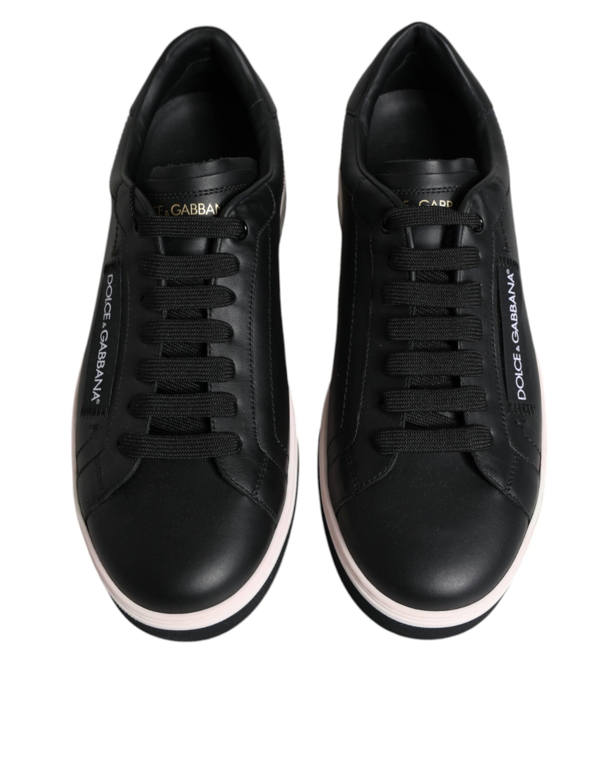 Dolce & Gabbana Black Leather Low Top Men Sneakers Shoes