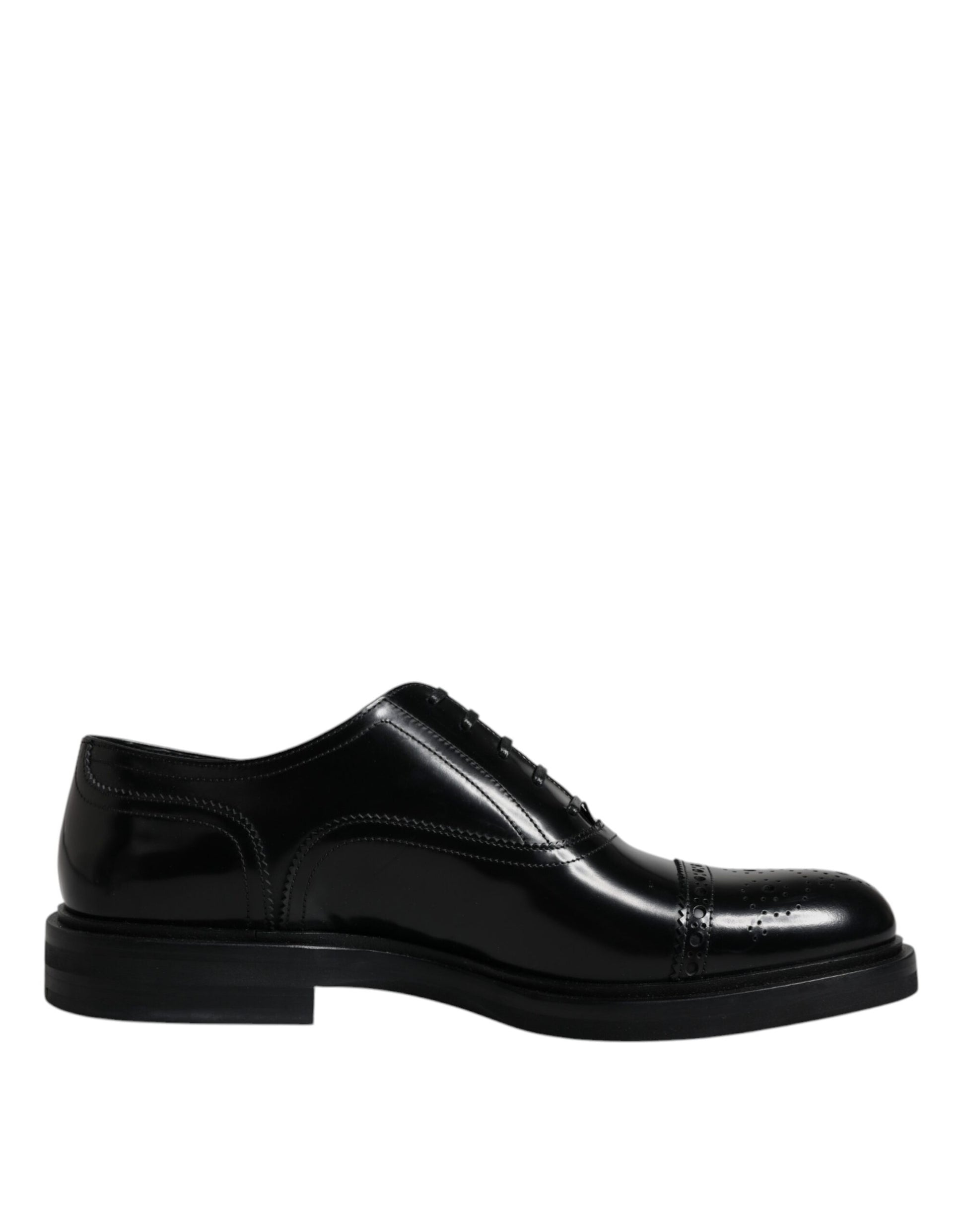 Dolce & Gabbana Black Leather Oxford Wingtip Men Formal Shoes