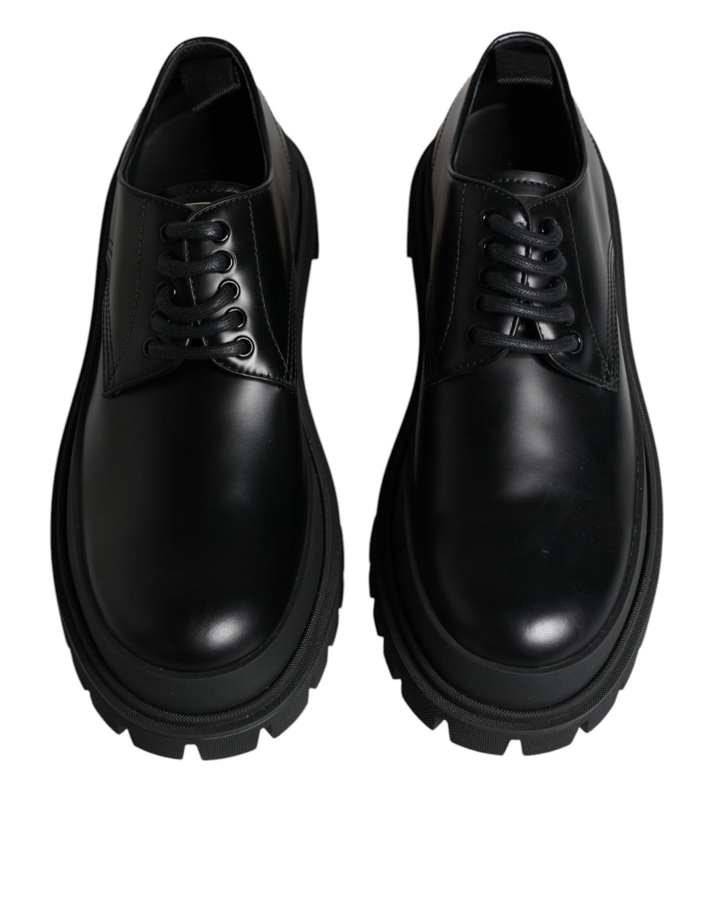 Dolce & Gabbana Black Leather Lace Up Trekking Dress Shoes