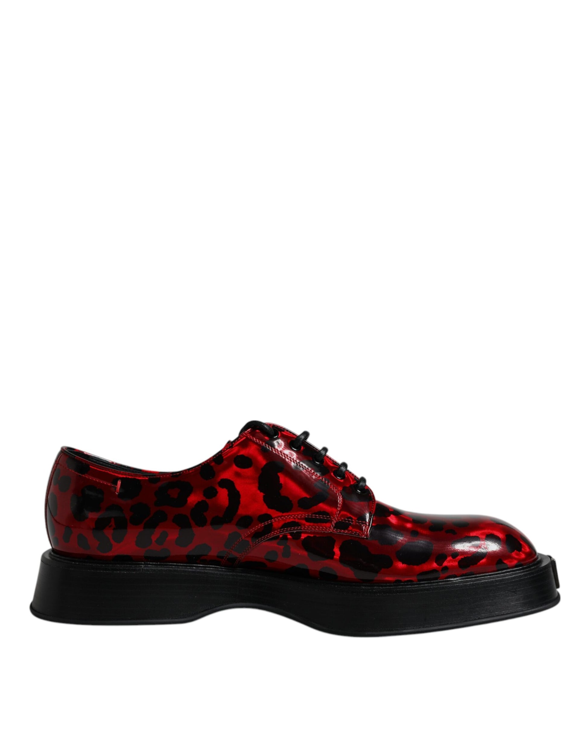 Dolce & Gabbana Red Black Leopard Lace Up Derby Dress Shoes