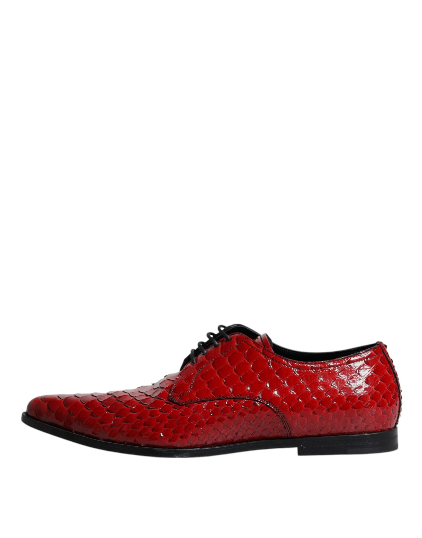 Dolce & Gabbana Red Textured Varnished Derby Men Formal Shoes