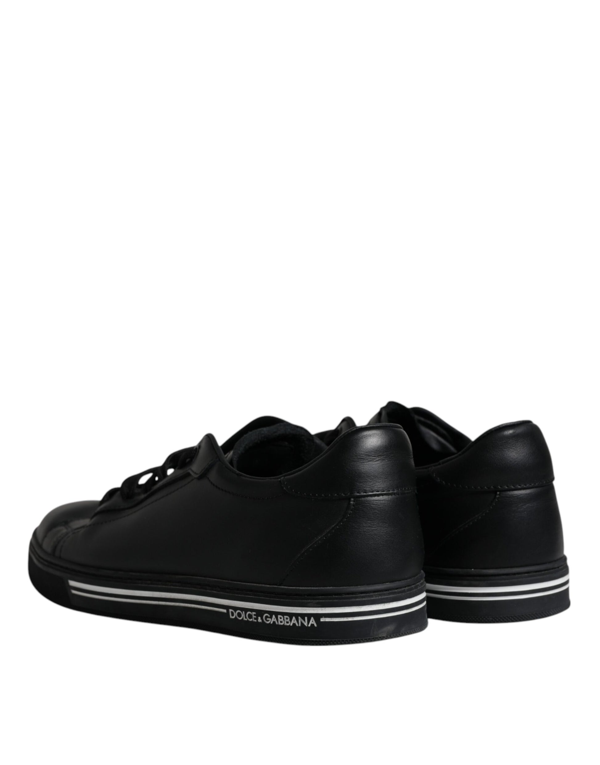 Dolce & Gabbana Black Leather Low Top Sneakers Shoes