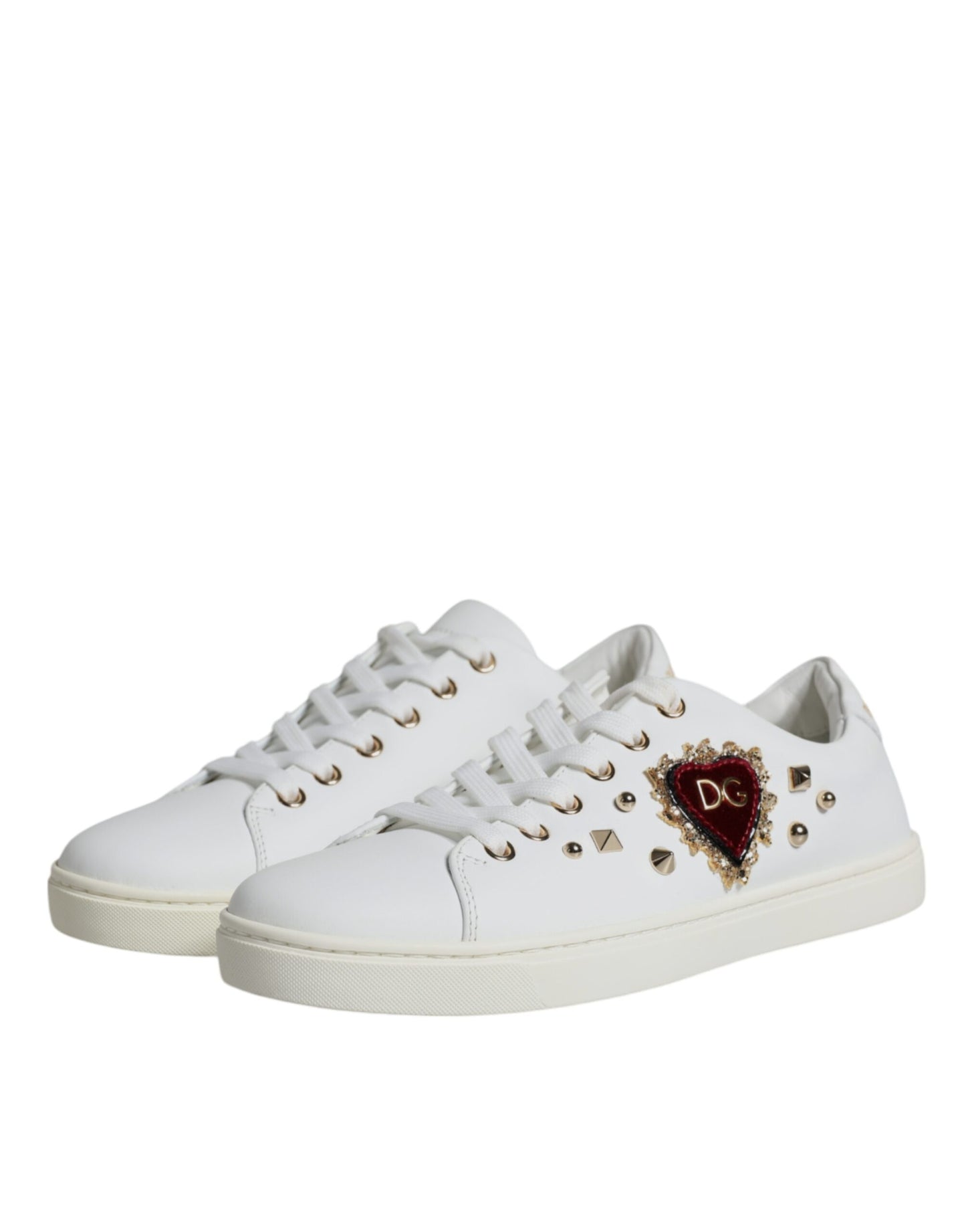 Dolce & Gabbana White Portofino Sacred Heart Sneakers Shoes