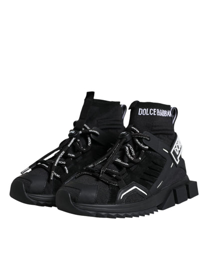 Dolce & Gabbana Black Sorrento Socks Logo Sneakers Shoes