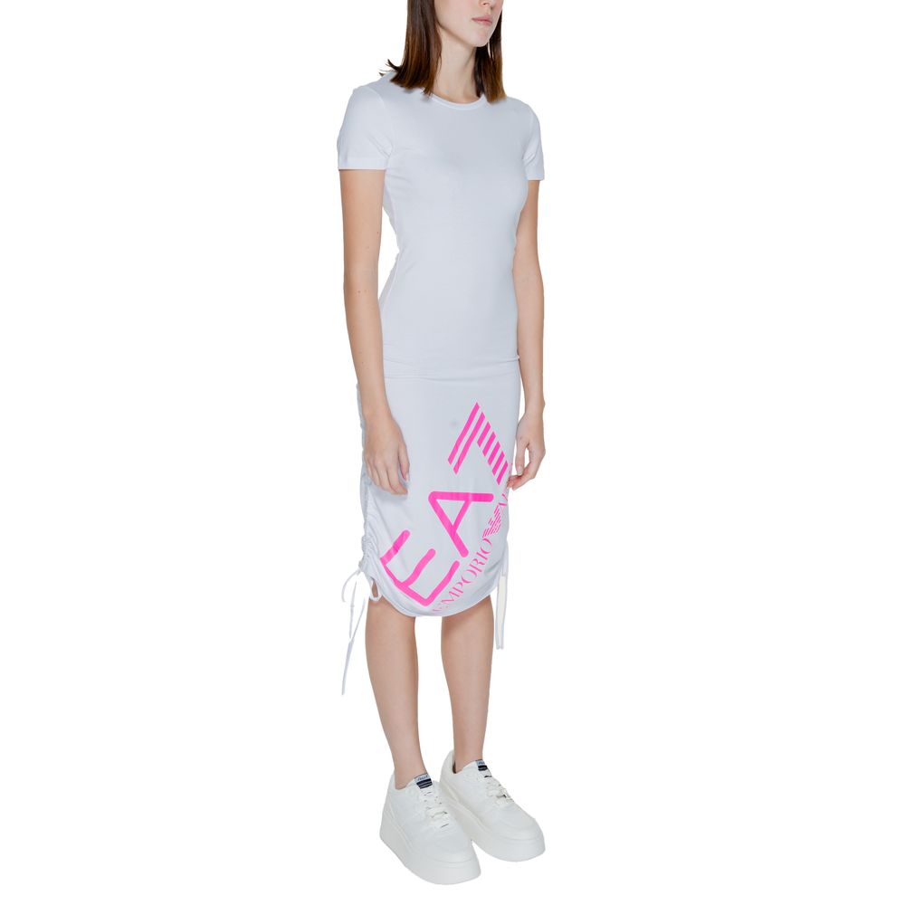 EA7 Emporio Armani White Cotton Dress