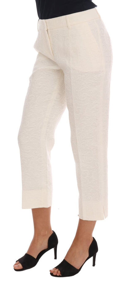 Pantalones capri elegantes blancos Dolce &amp; Gabbana - Mezcla de algodón y seda