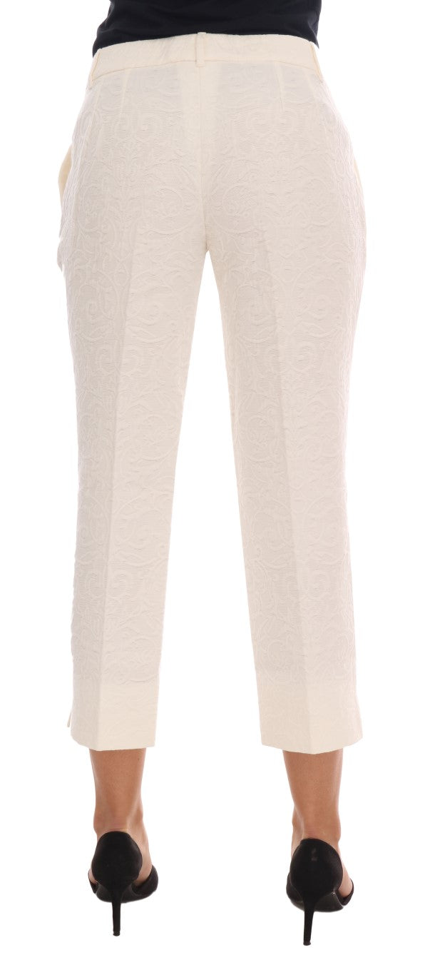 Pantalones capri elegantes blancos Dolce &amp; Gabbana - Mezcla de algodón y seda