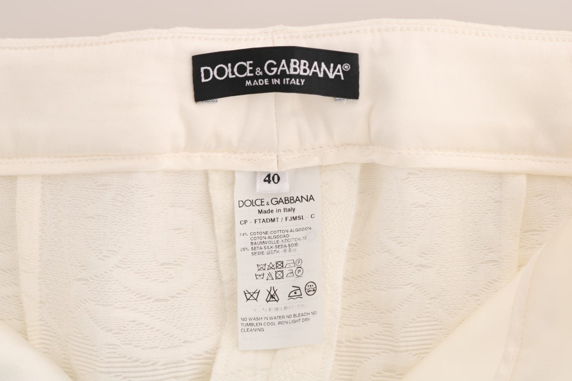 Pantalones capri elegantes blancos Dolce &amp; Gabbana - Mezcla de algodón y seda