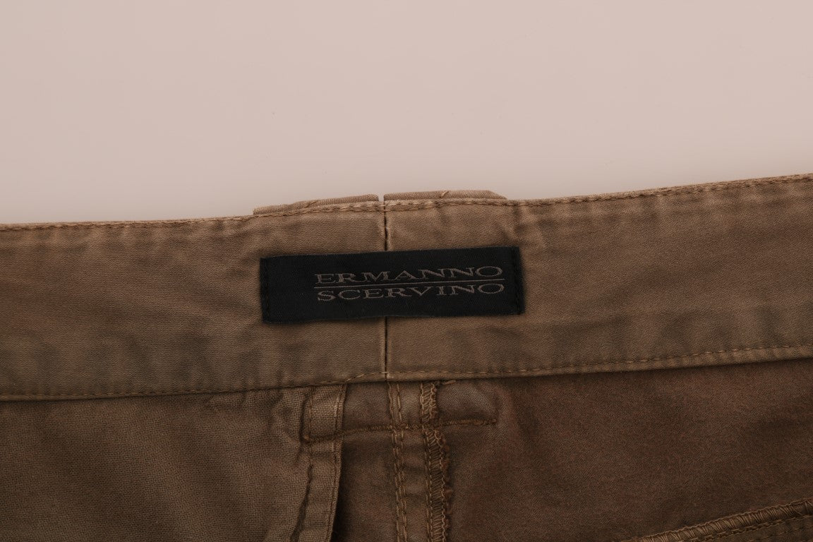 Ermanno Scervino Chic Pantalones Casuales De Algodón Marrón