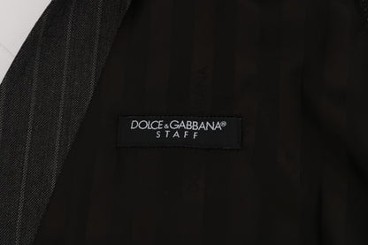 Chaleco elegante de mezcla de lana gris a rayas de Dolce &amp; Gabbana