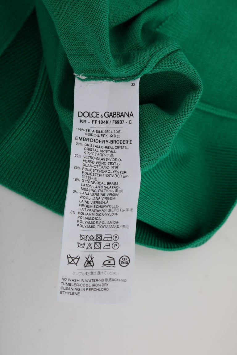 Suéter de seda verde adornado de Dolce &amp; Gabbana