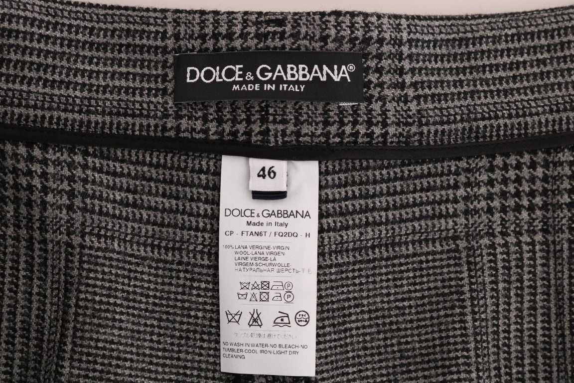 Pantalones capri de lana con cuadros grises elegantes de Dolce &amp; Gabbana