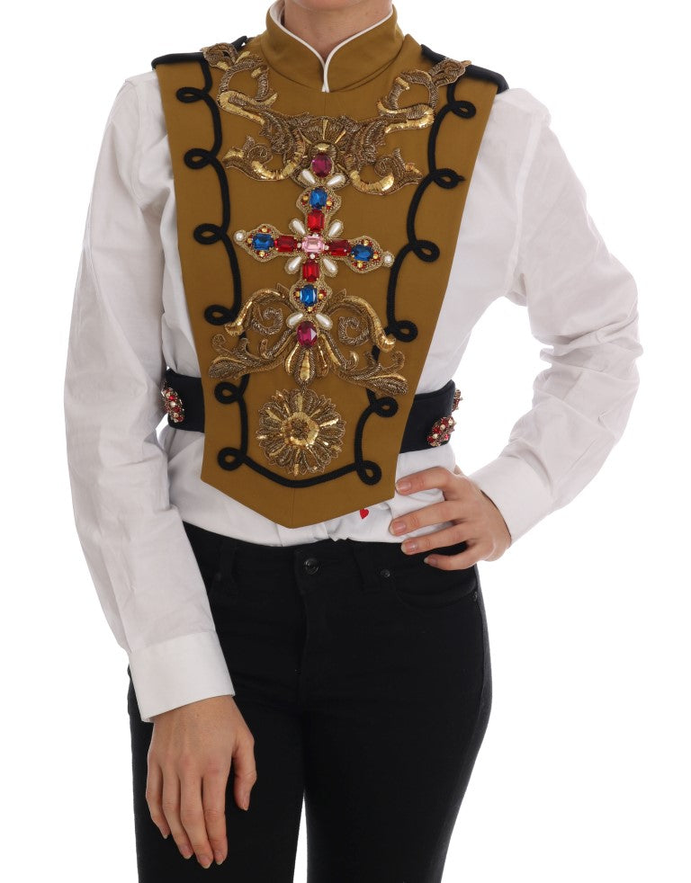 Dolce & Gabbana Runway Embellished Crystal Cross Vest