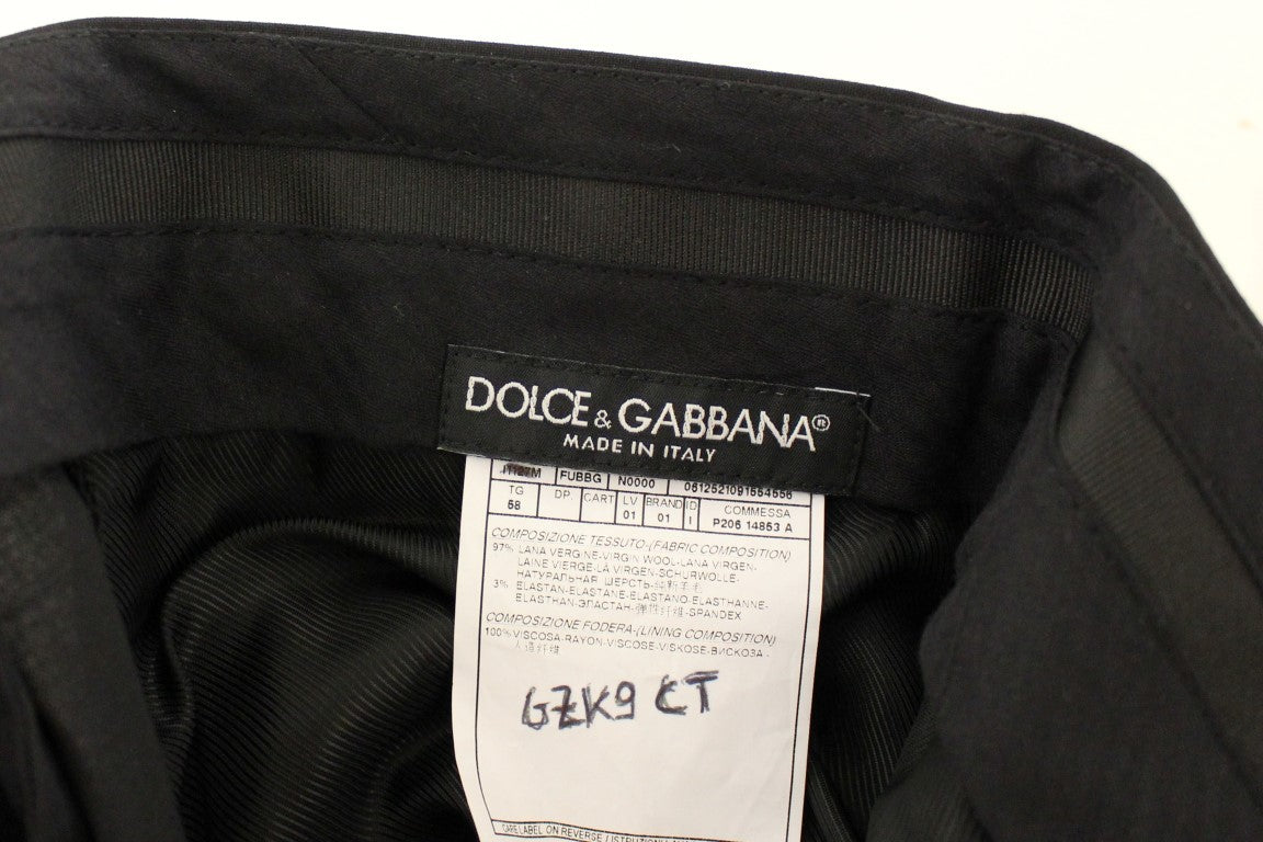 Pantalones elegantes de lana negros plisados ​​de Dolce &amp; Gabbana