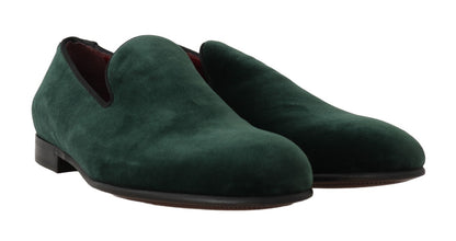 Mocasines elegantes de ante verde sin cordones de Dolce &amp; Gabbana