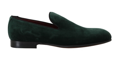 Mocasines elegantes de ante verde sin cordones de Dolce &amp; Gabbana