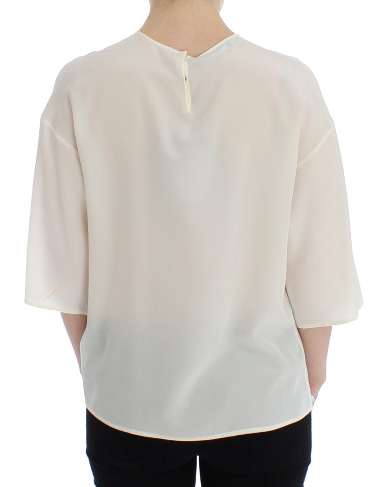 Blusa de seda con lentejuelas color marfil de Dolce &amp; Gabbana