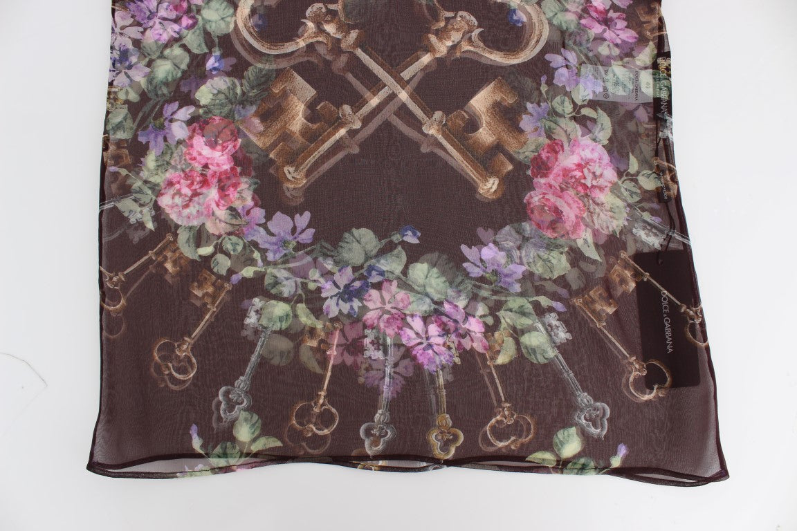 Blusa elegante de seda con estampado floral y mangas cortas de Dolce &amp; Gabbana