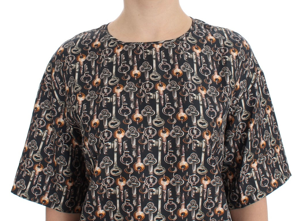 Blusa de seda Enchanted Sicily de Dolce &amp; Gabbana con estampado de llaves medievales