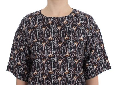 Blusa de seda con estampado de llaves Enchanted Sicily de Dolce &amp; Gabbana