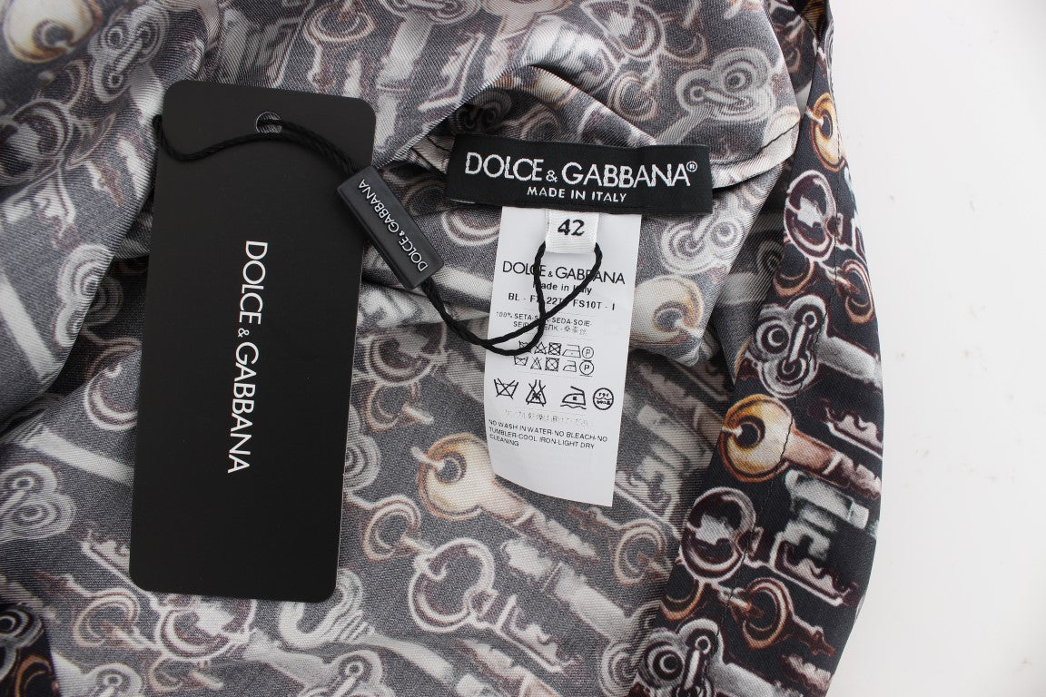 Blusa de seda con estampado de llaves Enchanted Sicily de Dolce &amp; Gabbana