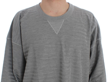 Dolce & Gabbana Elegant Gray Silk Crewneck Pullover Sweater