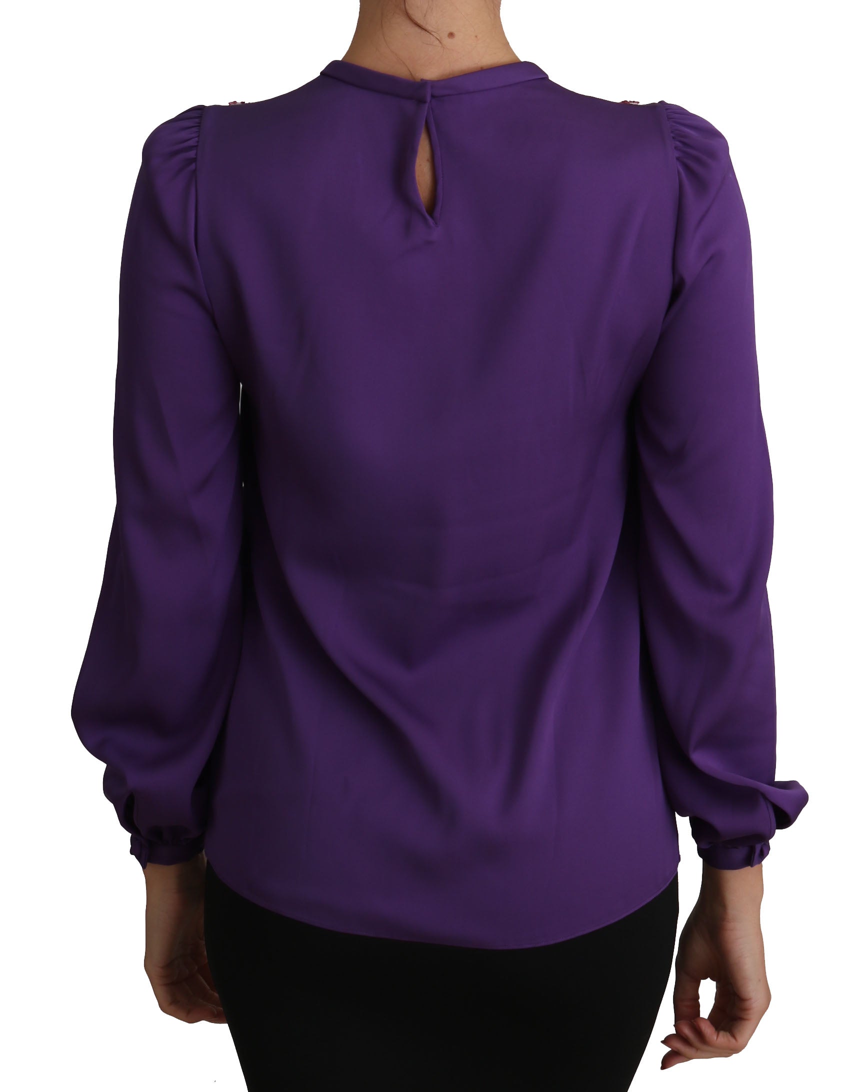 Blusa de seda con cristales de color morado Enchanted de Dolce &amp; Gabbana