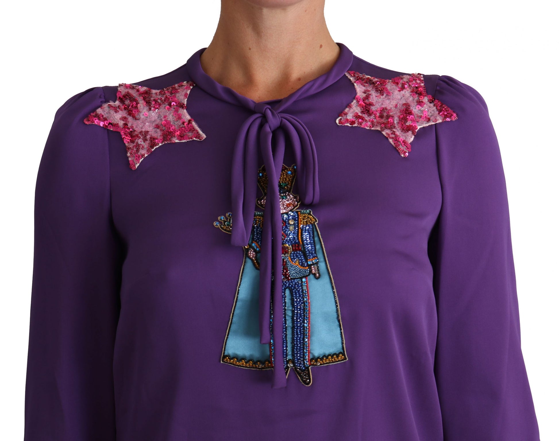 Blusa de seda con cristales de color morado Enchanted de Dolce &amp; Gabbana