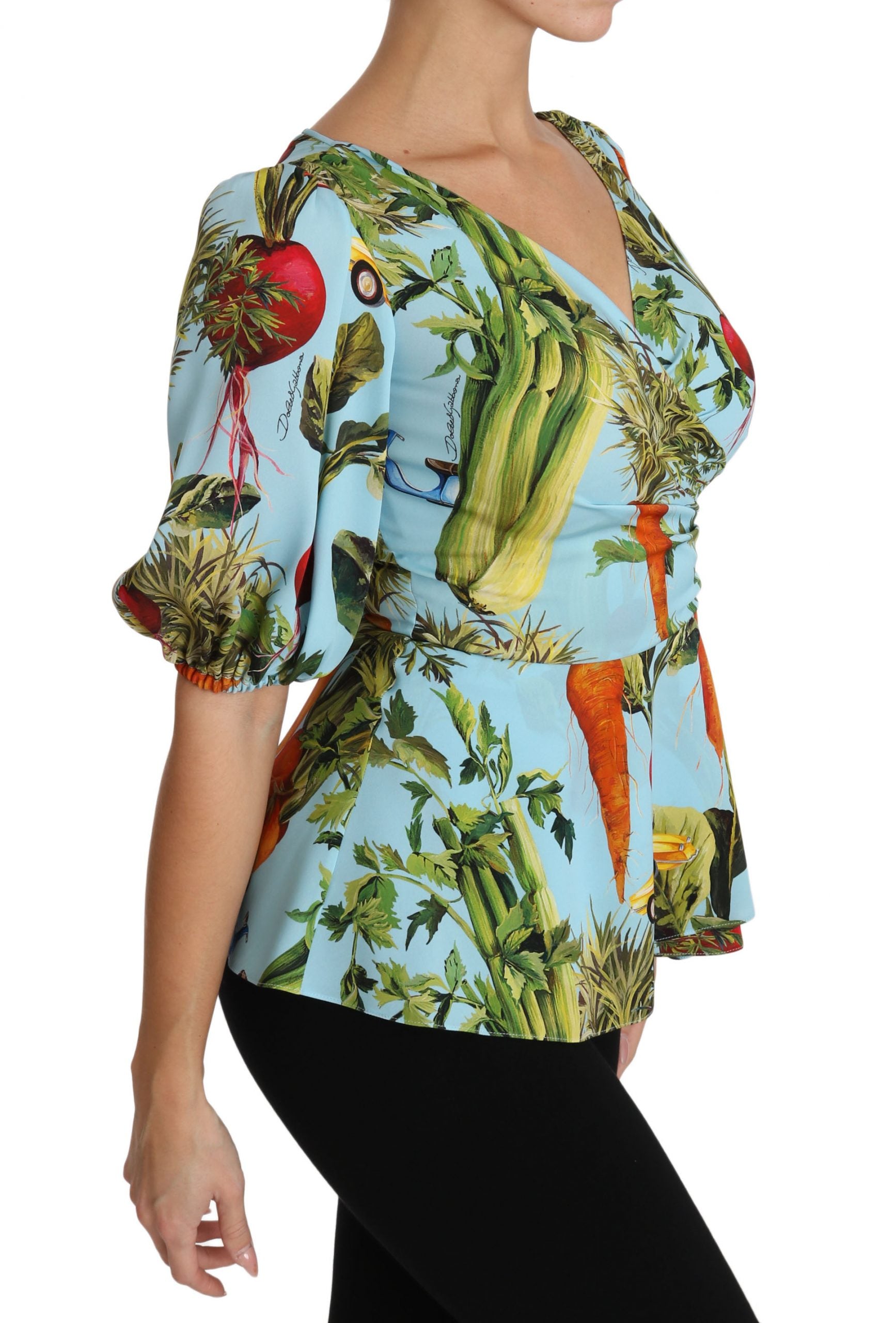 Extravagancia de tops de seda con estampado vegetal de Dolce &amp; Gabbana