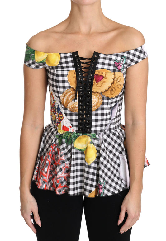 Blusa elegante con corsé a cuadros de Dolce &amp; Gabbana