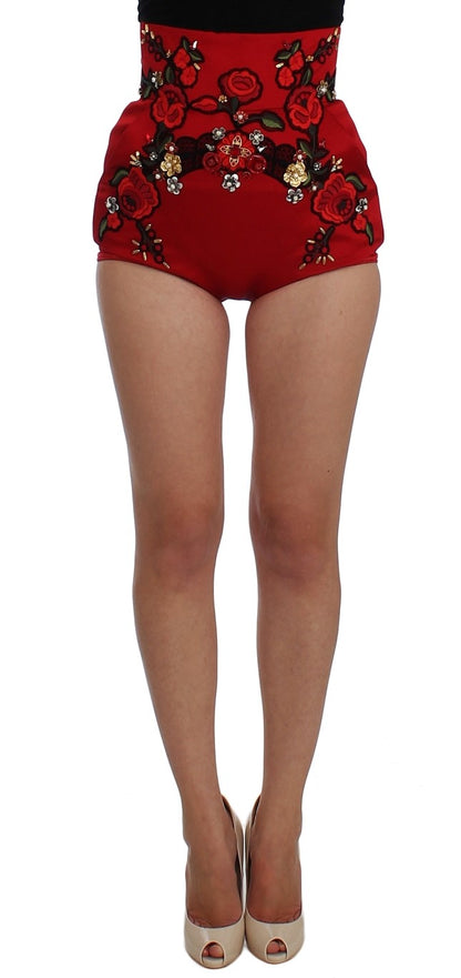 Shorts de seda adornados con cristales Enchanted Sicily de Dolce &amp; Gabbana