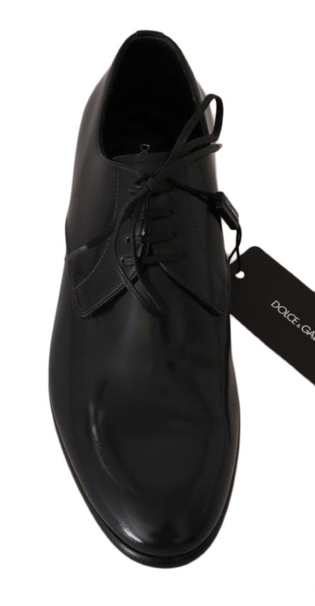 Elegantes zapatos Derby de piel azul oscuro de Dolce &amp; Gabbana