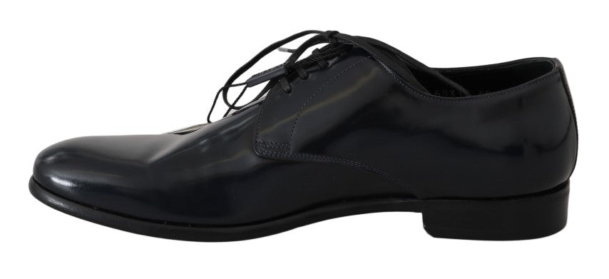 Elegantes zapatos Derby de piel azul oscuro de Dolce &amp; Gabbana