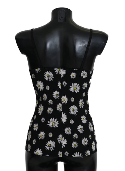 Vestido camisero elegante con encaje floral y margaritas negras de Dolce &amp; Gabbana