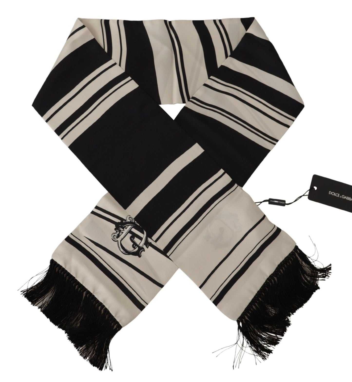 Elegant Silk Men's Scarf - Classic Black Stripe