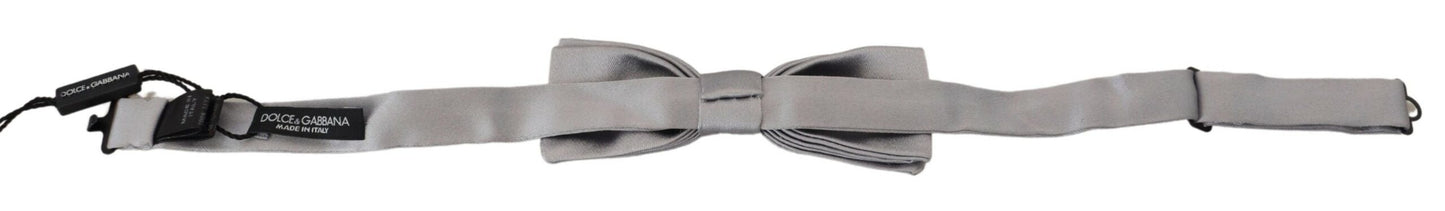 Elegant Gray Silk Bow Tie