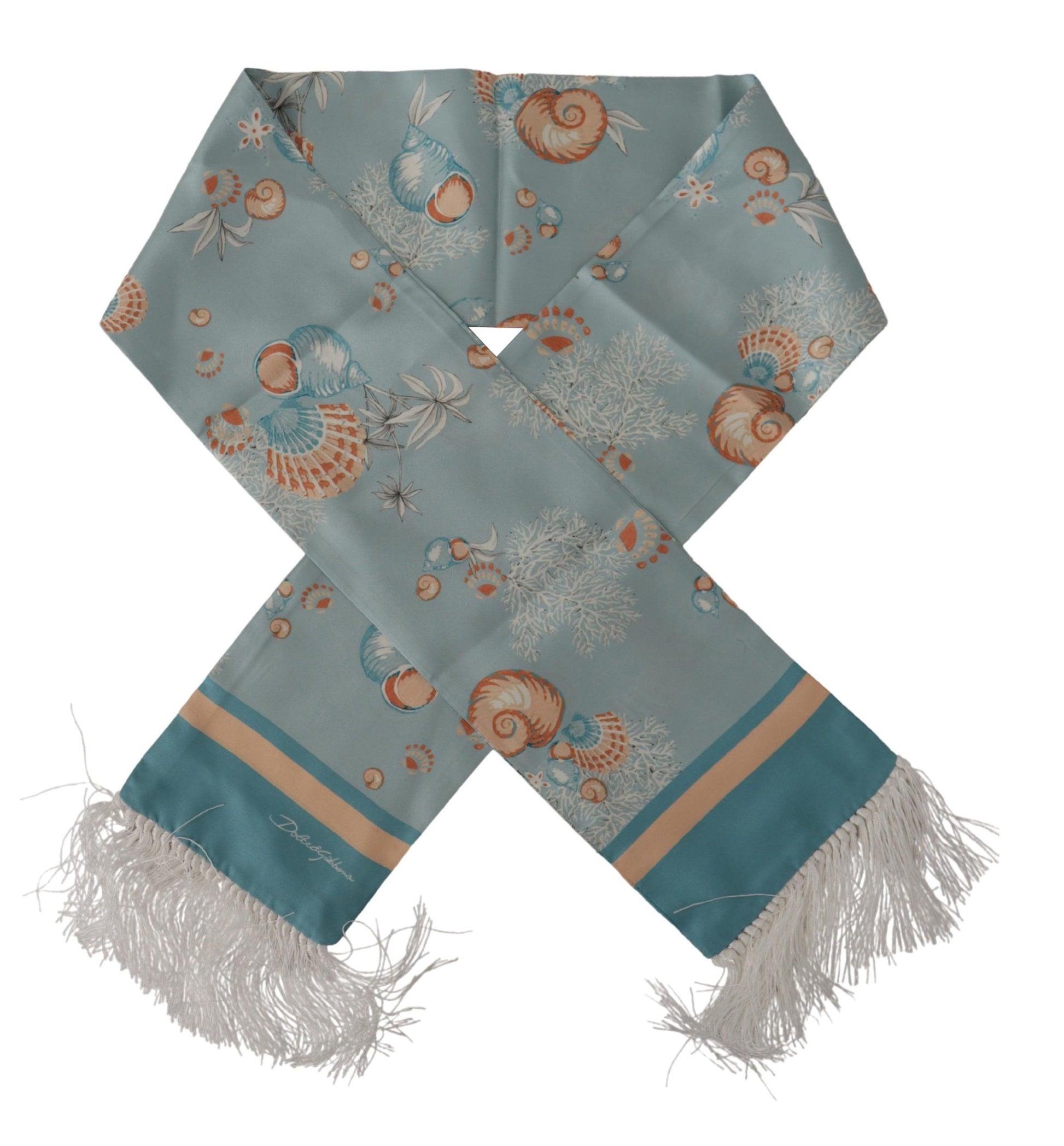 Elegant Silk Scarf with Shell Motif