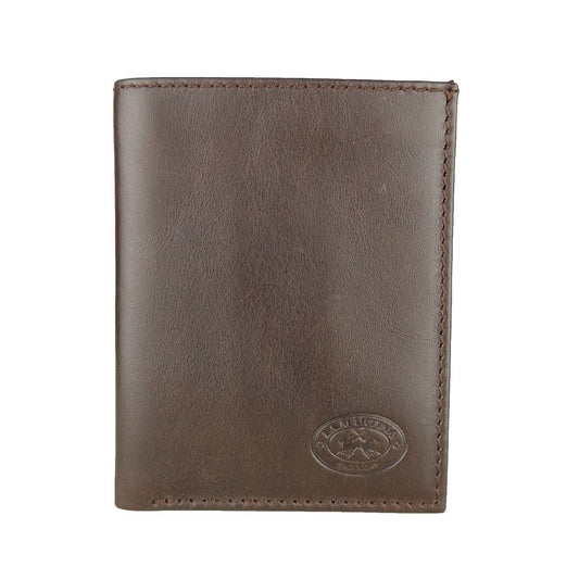 Elegante porta pasaporte de cuero marrón oscuro
