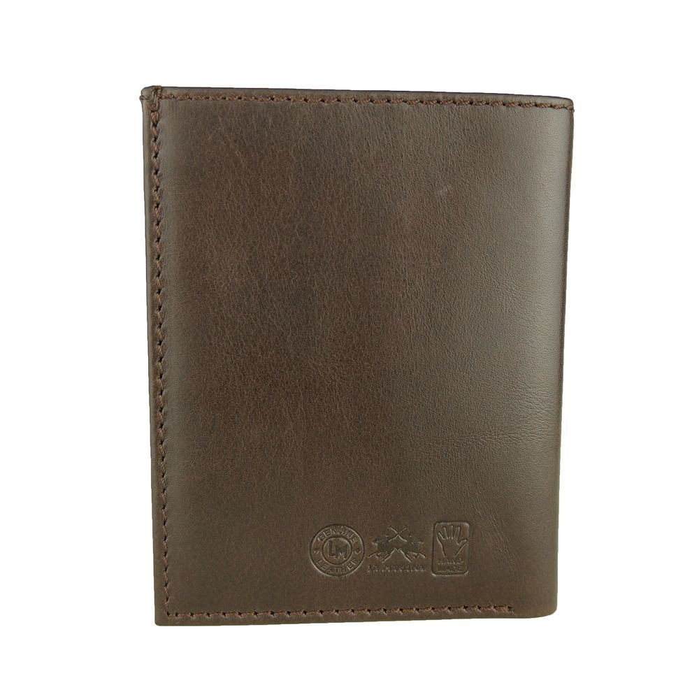 Elegante porta pasaporte de cuero marrón oscuro