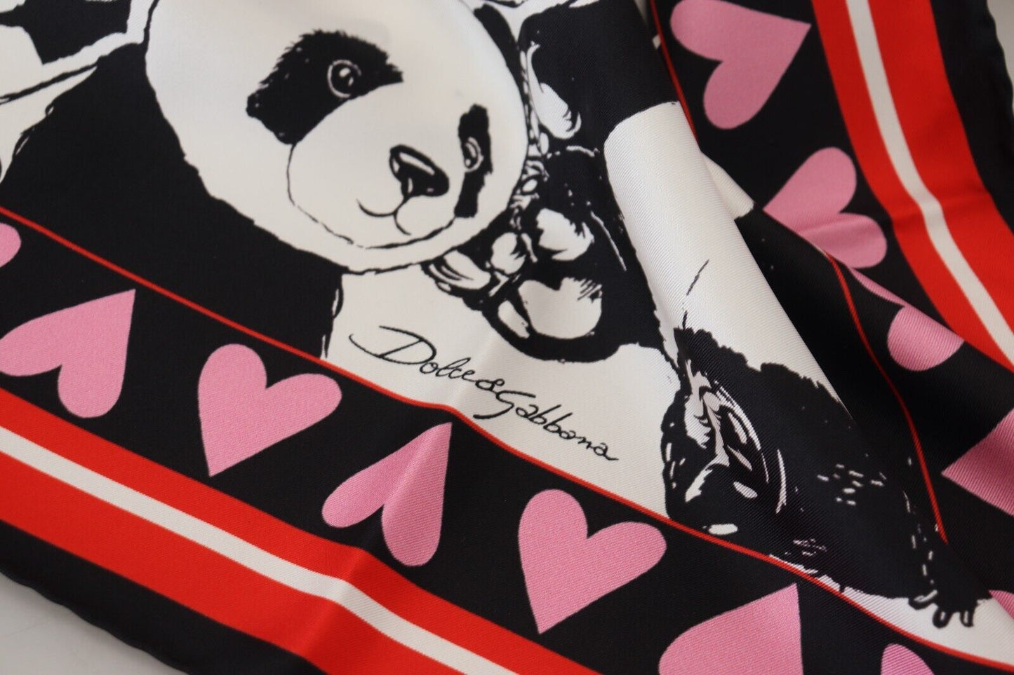 Bufanda de seda con estampado de panda elegante